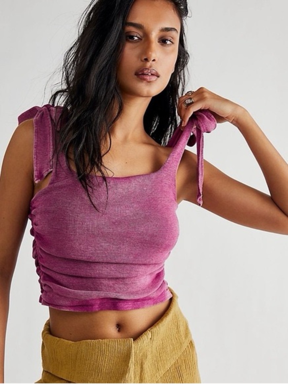 Free People Magenta Tie-Shoulder Tank - Picture 2 of 2